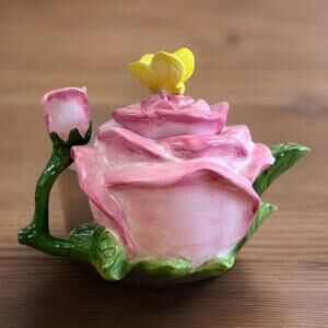 Vintage Teapot Sakura Colors Of Spring Hand Painted Embossed Teapot